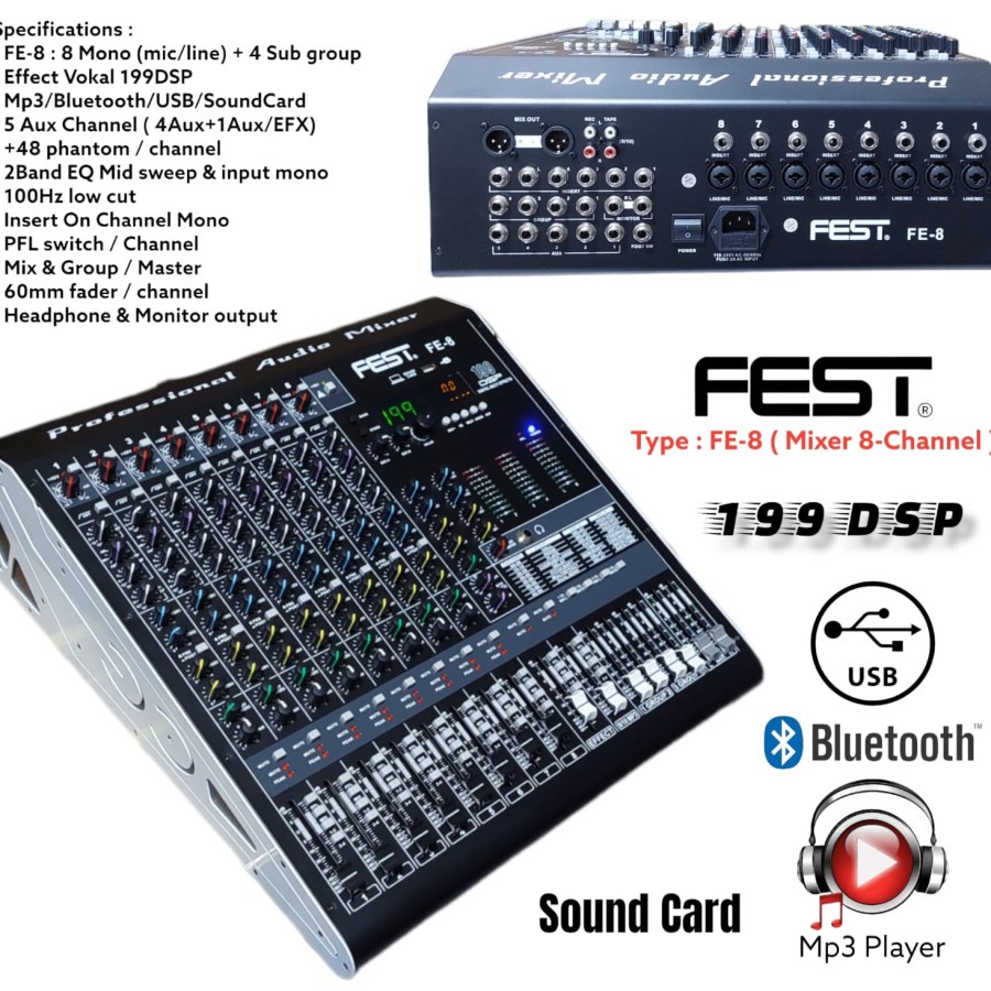 Mixer FEST FE8 Original 8 Channel Fest Fe8 8channel