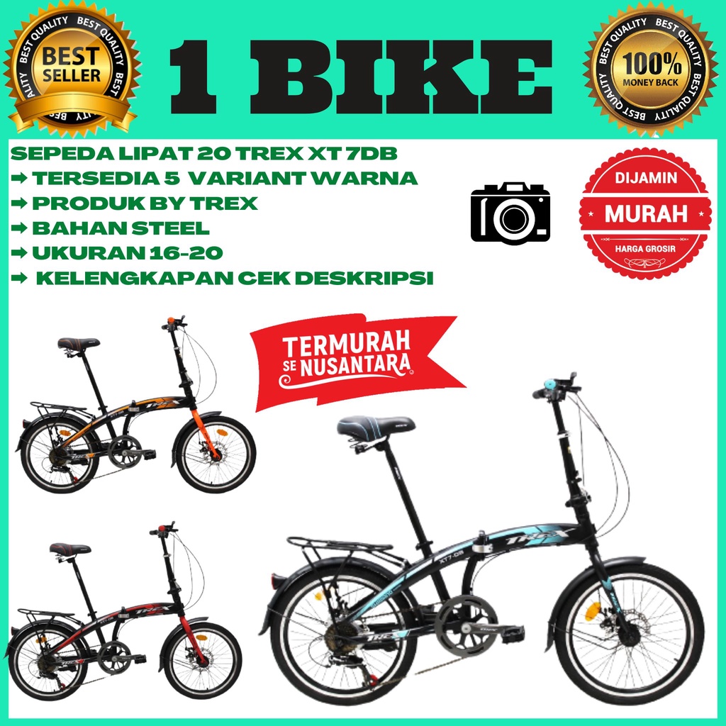 SEPEDA LIPAT TREX XT 7 DB 16 dan 20 SHIMANO 7 SPEED FOLDING BIKE DISC BRAKE sepeda lipat murah