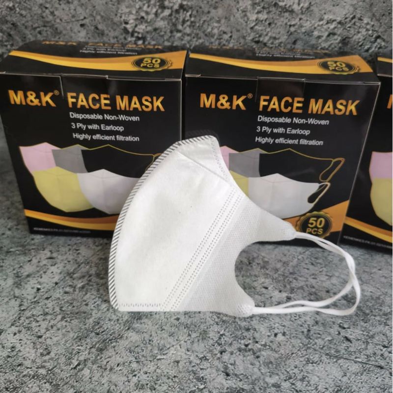 [NEW] Masker Korea Duckbill 3ply Disposable Face Mask Sekali Pakai isi 50pcs warna Putih (Ada Garis)