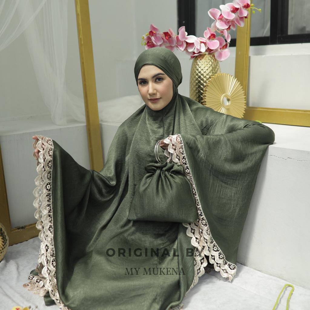 MUKENA SANTORINI 2IN1 RENDA PUTIH PREMIUM RENDA MEWAH