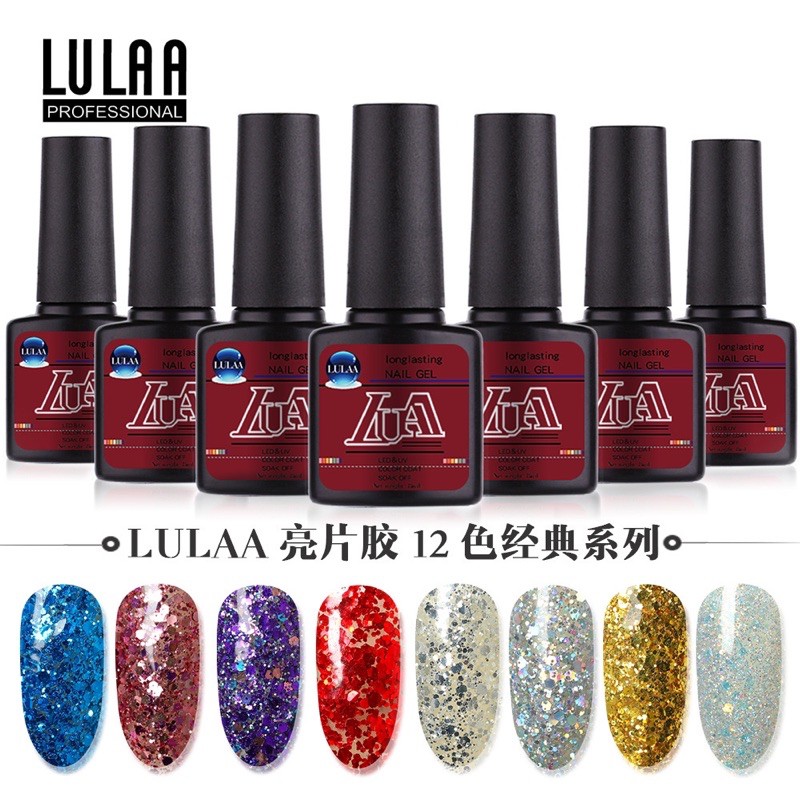 LULAA glitter gel polish 7ml uv led lamp soak off gel polish kutek gel nailart