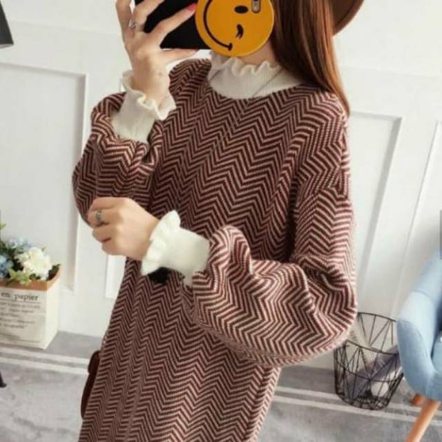 dress tunik rajut import premium