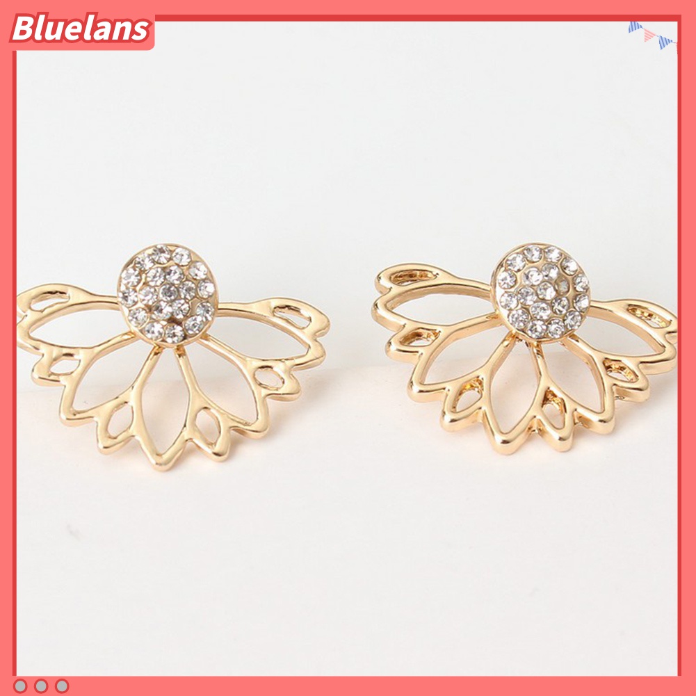 Anting Stud Berlian Imitasi Model Hollow Out Untuk Wanita