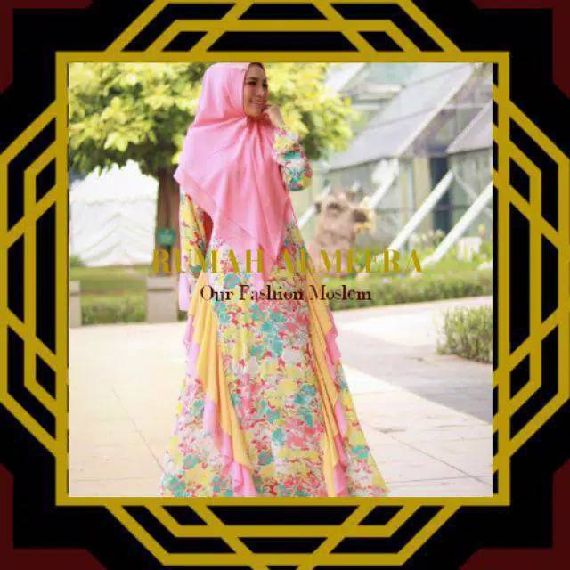 ANDHARA FLOWY ✔BAJU GAMIS SYARI SET KHIMAR GAMIS REAL PICT VIDEO ORIGINAL ALMEERA GLZ