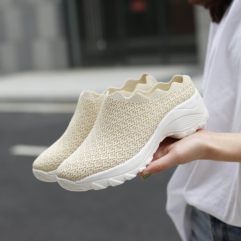 FOKU Sepatu Slop Santai Wanita Slip On Sneakers Korea Terbaru