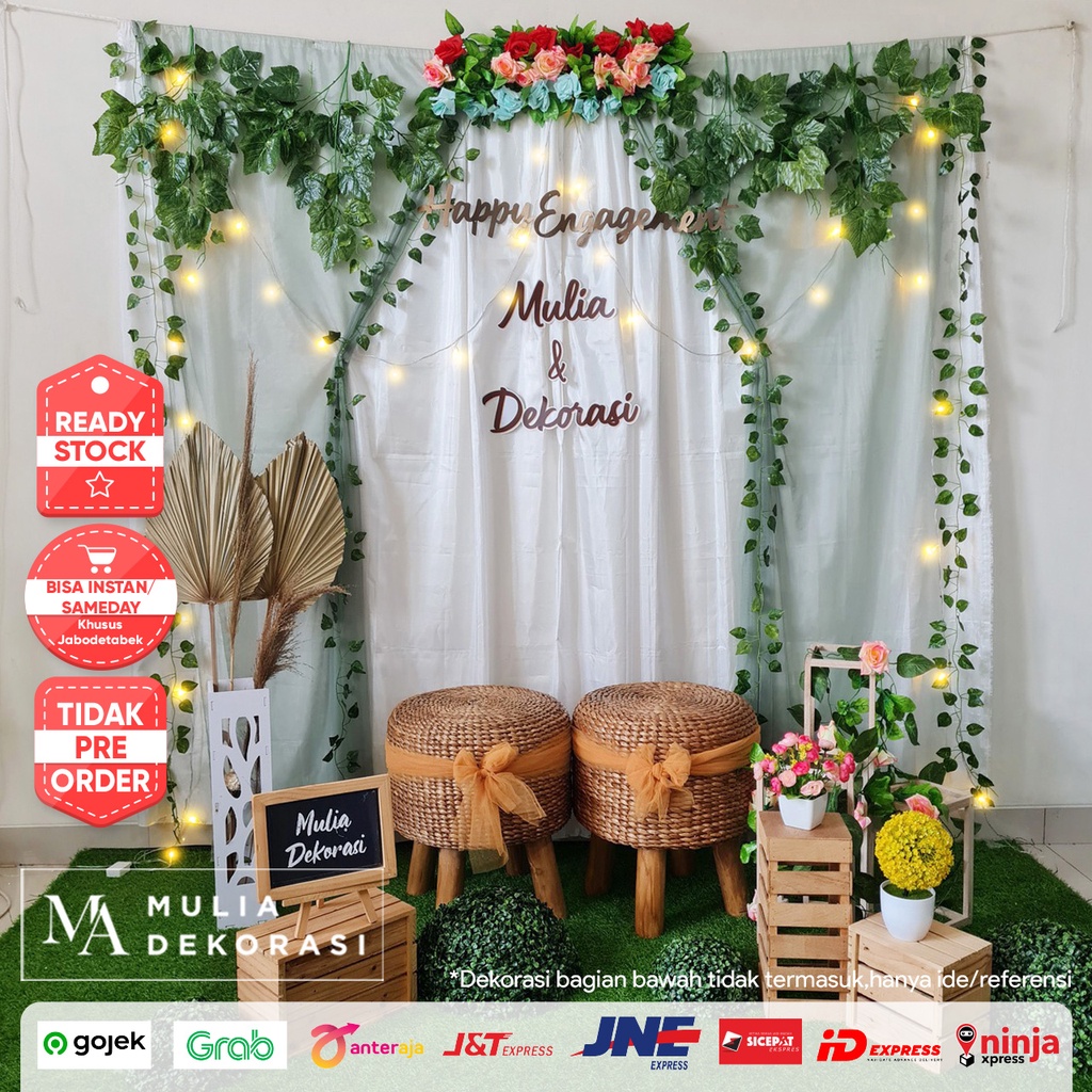 Jual Dekorasi Lamaran Tunangan Backdrop Nikahan PhotoBooth DIY Akad