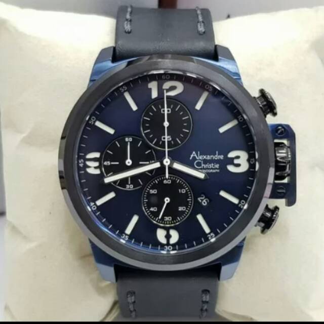 ALEXANDRE CHRISTIE AC 6280 PRIA KULIT HITAM CASE BLACK BLUE
