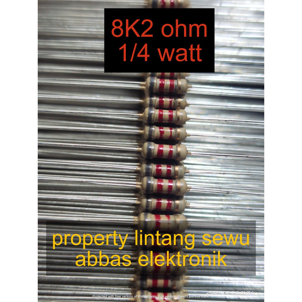 10PCS resistor 8k2 8200 ohm 0.25 watt 1/4 watt