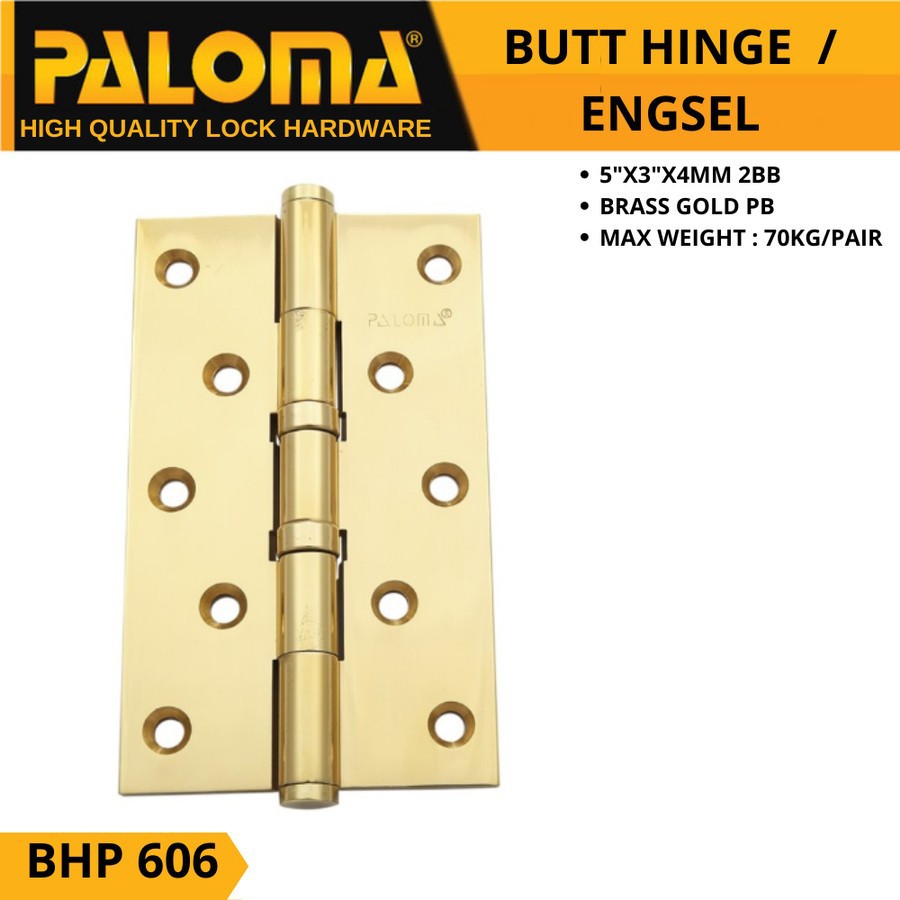 Engsel pintu Paloma BHP 606 5"4MM 2BB Gold
