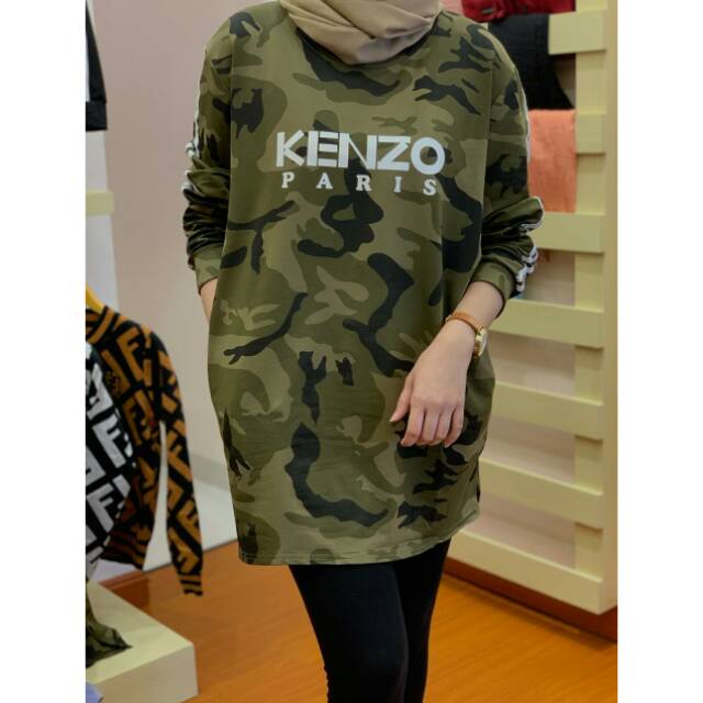 Tunik Army Kenzo Cotton Kaos Import