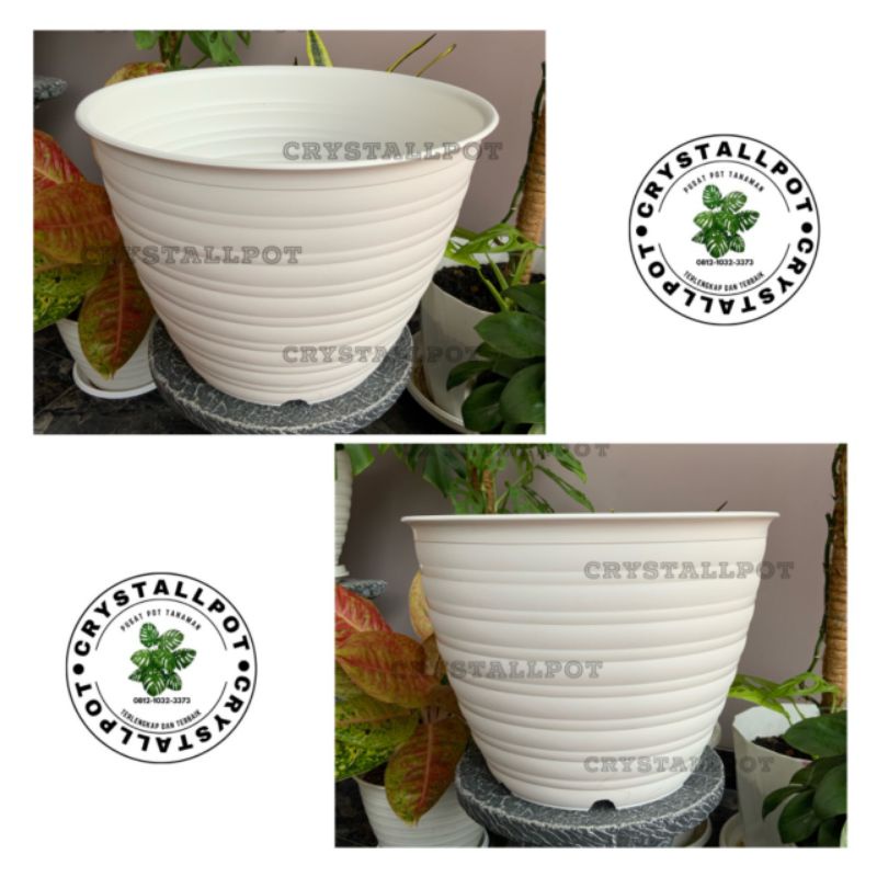 POT BUNGA TANAMAN JM RUPLAS SUPER TAWON PUTIH 40CM - SUPER TAWON 40 PUTIH