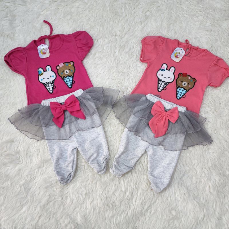 baju bayi perempuan stelan celana tutu jb78