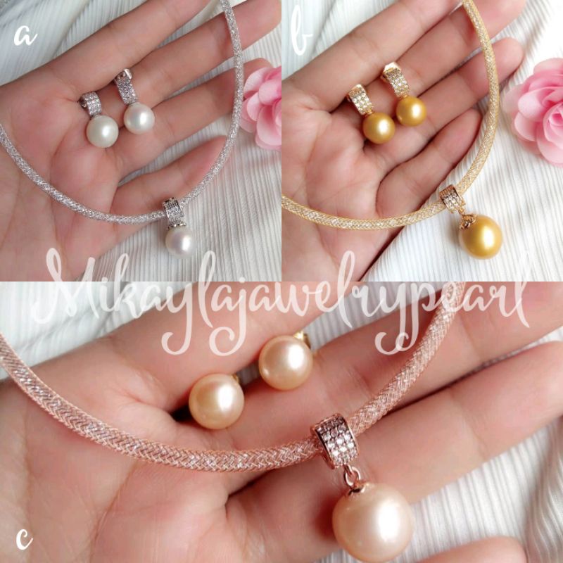 Set kalung anting mutiara|Set mutiara asli lombok|Kalung mutiara lombok|Set mutiara air tawar|Set mu