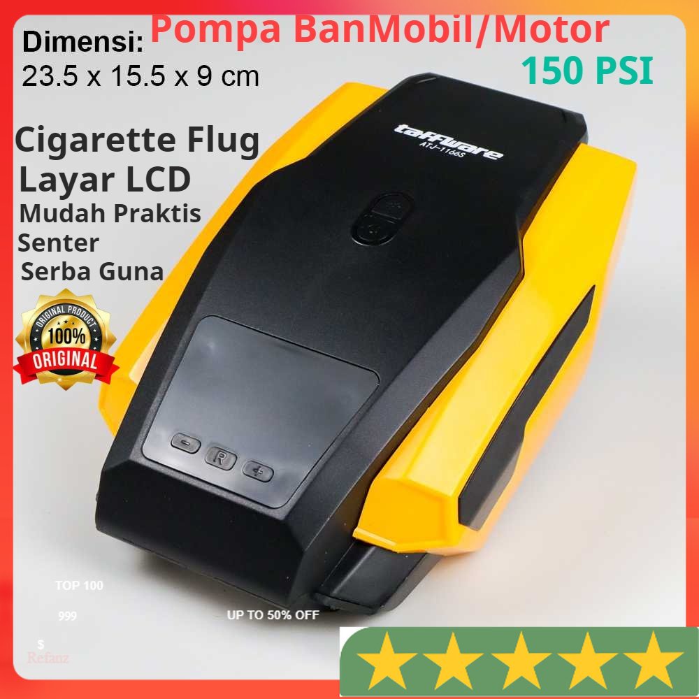 Inflator Pompa Ban Mobil Motor Elektrik Potable Serba Guna 150 PSI Taffware - ATJ-1166S