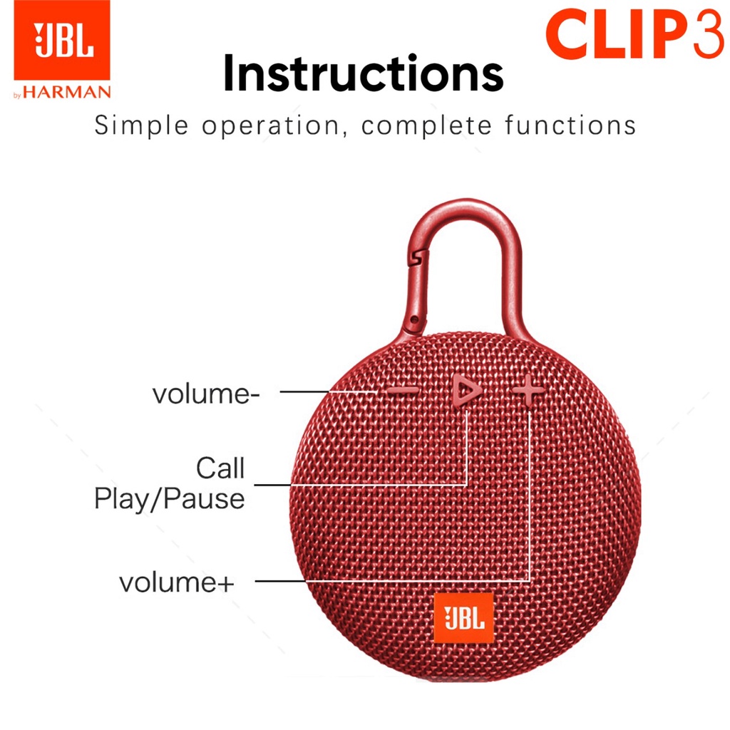 Speaker Bluetooth JBL CLIP 3 Ultra Wireless Portable JBL Clip3 IPX7