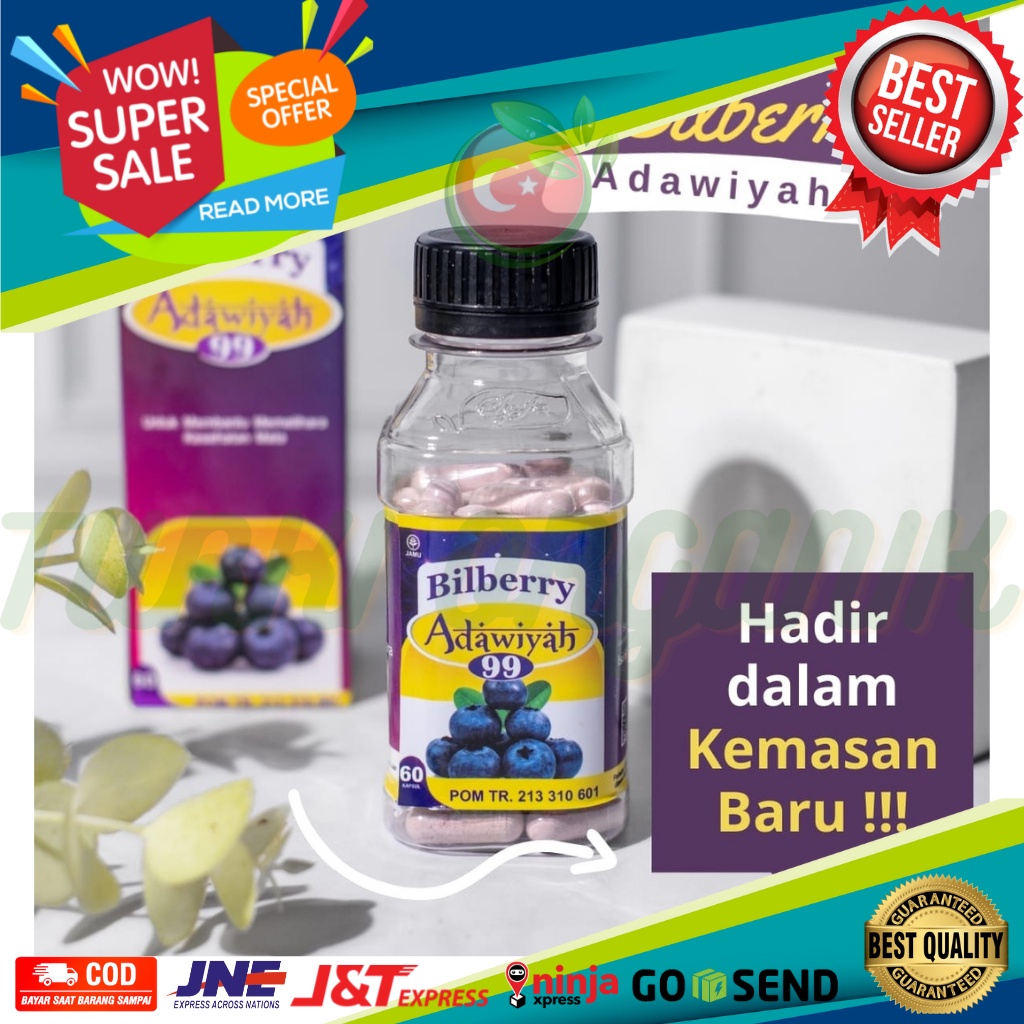 (BONUS EMAS) BILBERRY ADAWIYAH 99 - KAPSUL EKSTRAK ORIGINAL &amp; SEHAT SUPLEMEN MATA MINUS, PLUS, KATARAK, &amp; RABUN