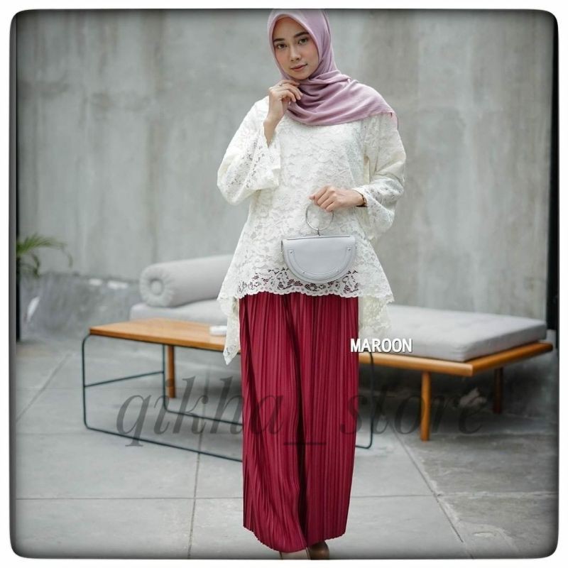 CELANA KULOT PLISKET IMPORT JUMBO MUAT S-M-L-XL-XXL-Maroon