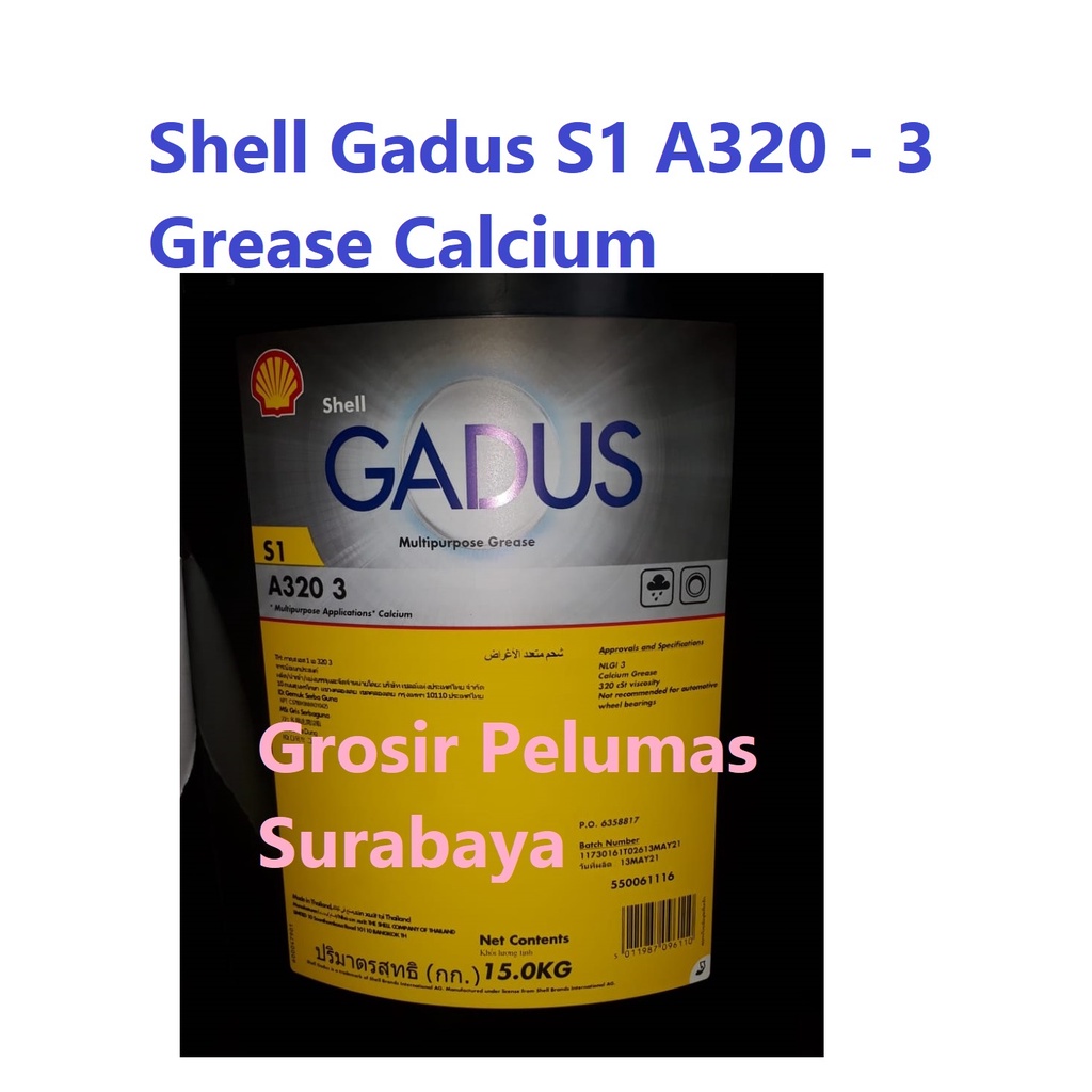 Grease SHELL Gadus S1 A320 3 Gemuk Stempet Calcium multipurpose PAIL