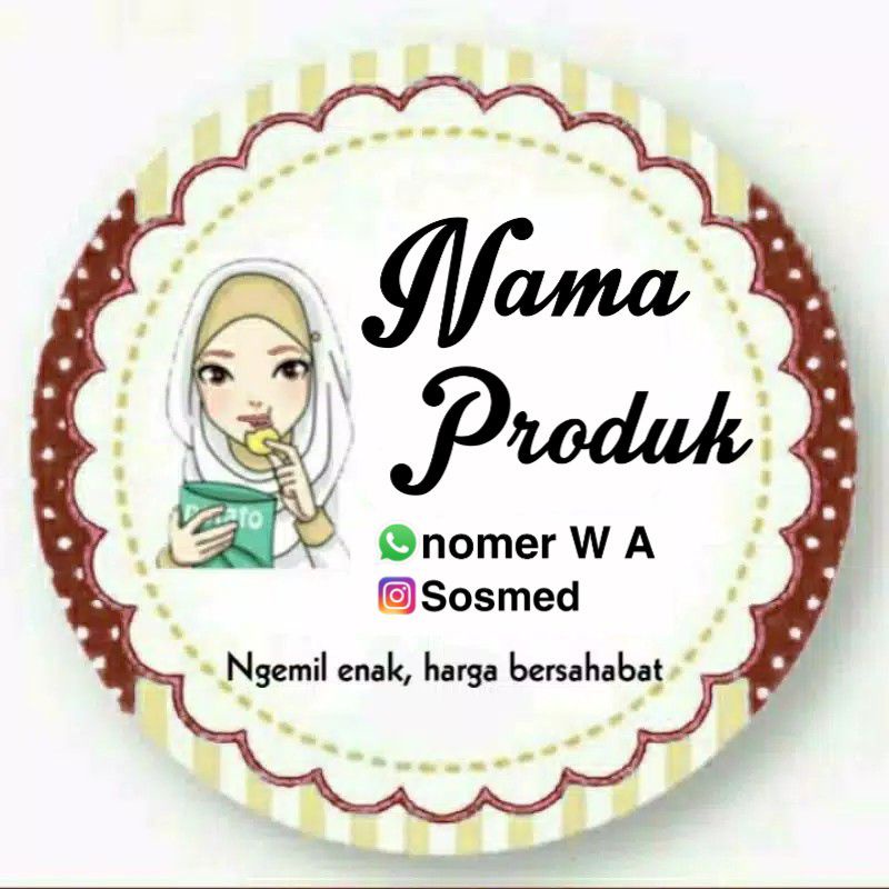 

(MINIMAL ORDER 100 PCS) Stiker Produk Cemilan / Kemasan Makanan Gratis Design Sesuai Motif