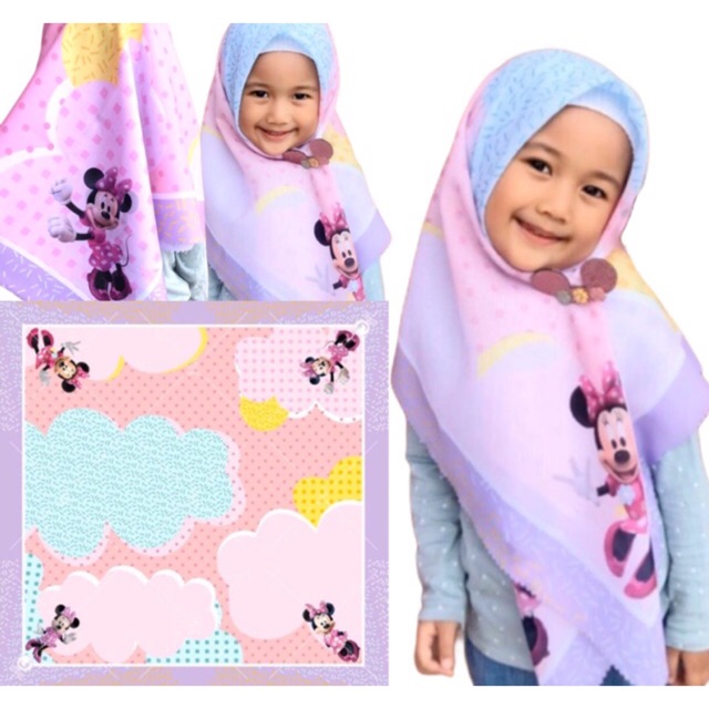 VOAL PRINTING ANAK MOTIF MINIEMOUSE LUCU / HIJAB ANAK LUCU / JILBAB ANAK KARAKTER/ KERUDUNG ANAK