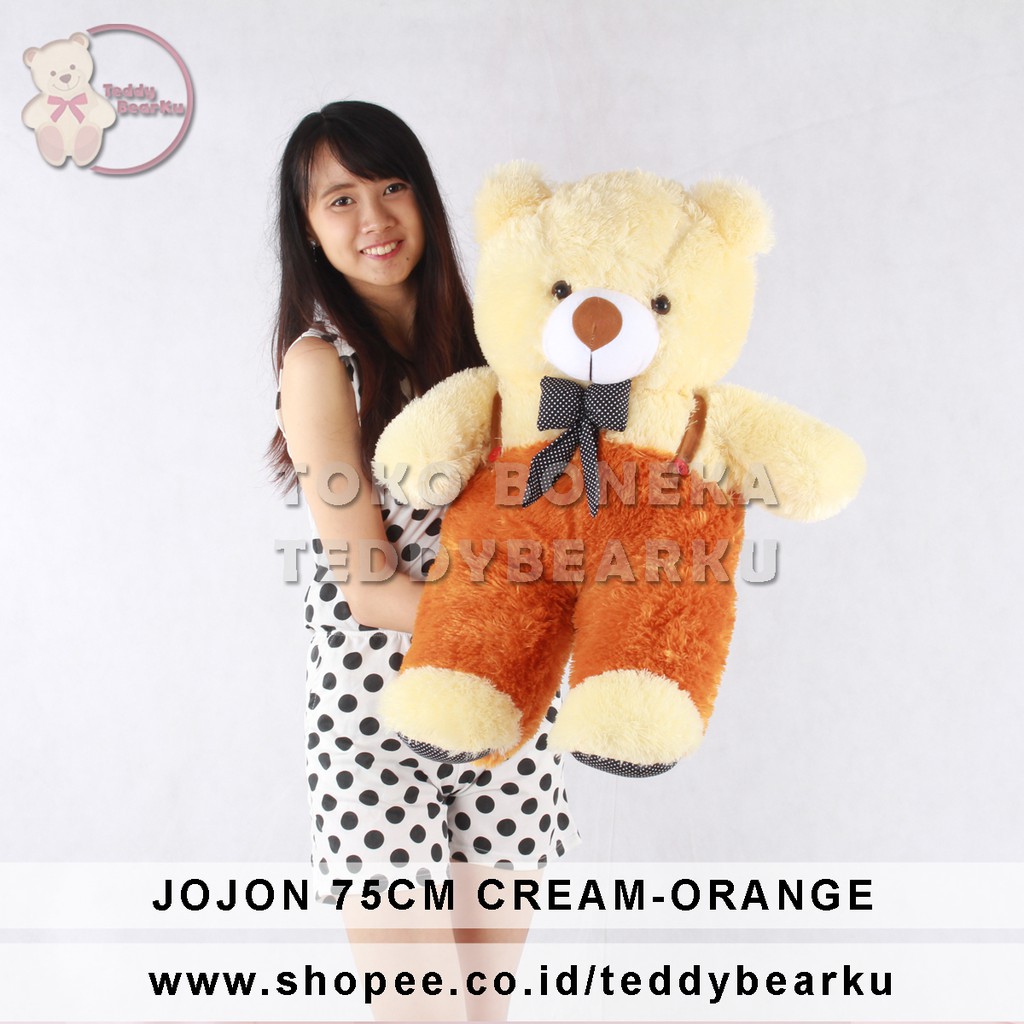 Boneka Teddy Bear 75 CM Model Jojon Cream-Orange