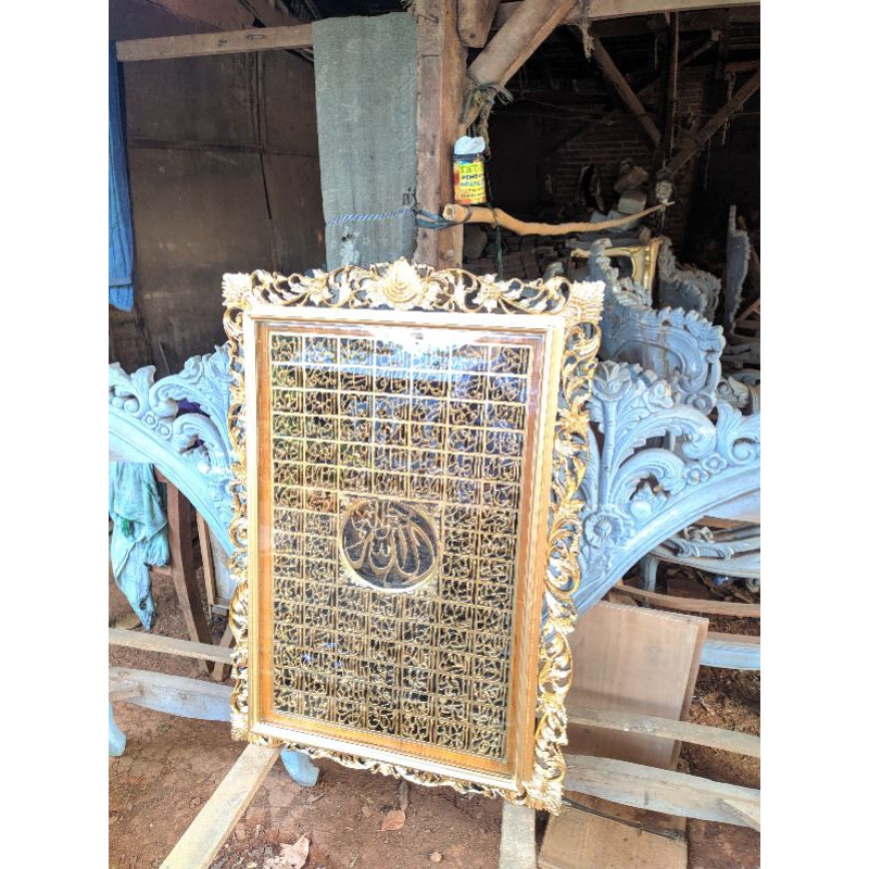 kaligrafi pintu Ka'bah/kaligrafi kayu jati/kaligrafi miniatur pintu Ka'bah