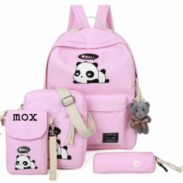 OTS 679 - Tas ransel backpack set 4 in 1 panda / ransel beranak (tanpa boneka) / backpack anak