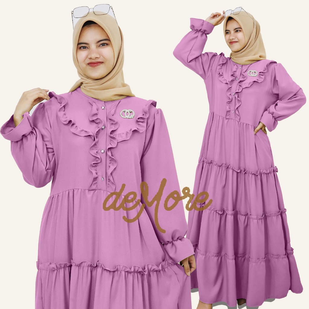 MAXI DRESS CANTIK BAJU GAMIS WANITA MUSLIM REMPEL SUSUN 2022 ZOYA BIGSIZE DEMORE