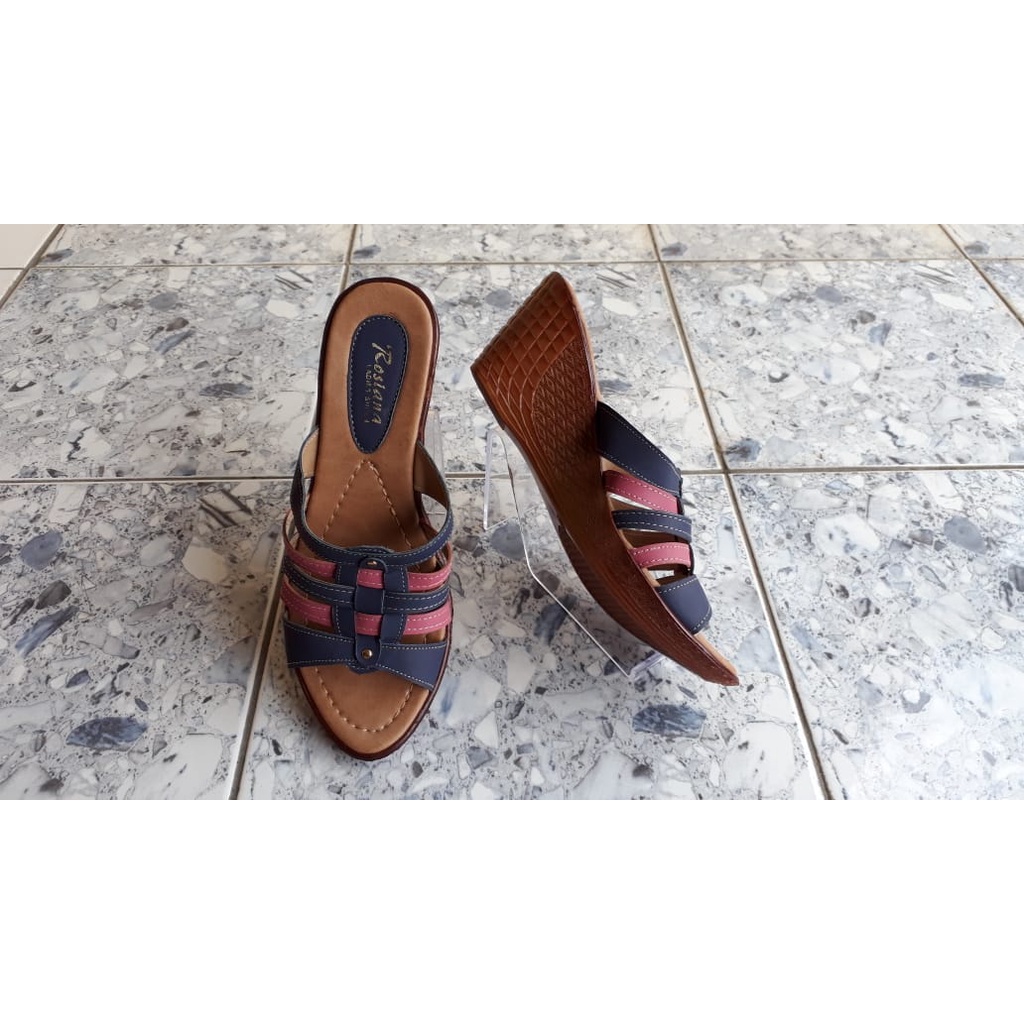 Sandal Kulit Asli Premium Sandal Wedges Wanita Cantik KL509