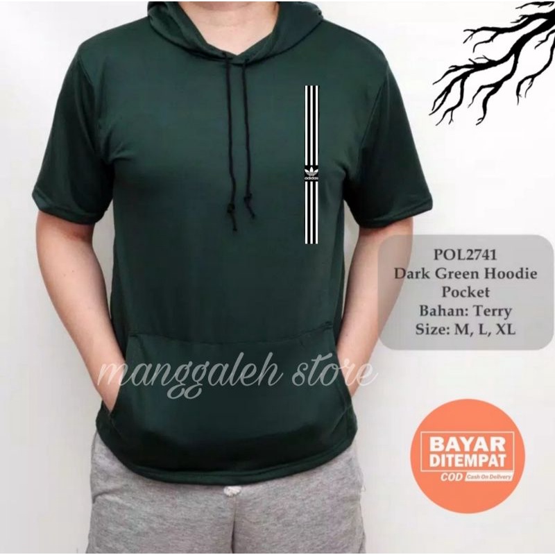 kaos pria hoodie sweater kantong premium lengan pendek kualita cotton premium beby tery