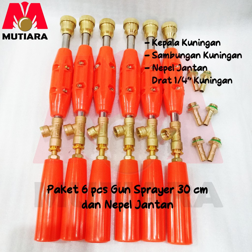 Paket 6 set Gun Sprayer 30 cm Kuningan Tanika lengkap Nepel Jantan Kuningan