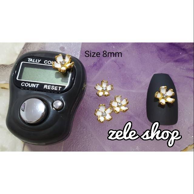 CHARM NAIL BESI BUNGA SHABBY 8 MM / HIASAN TASBIH DIGITAL / NAIL ART