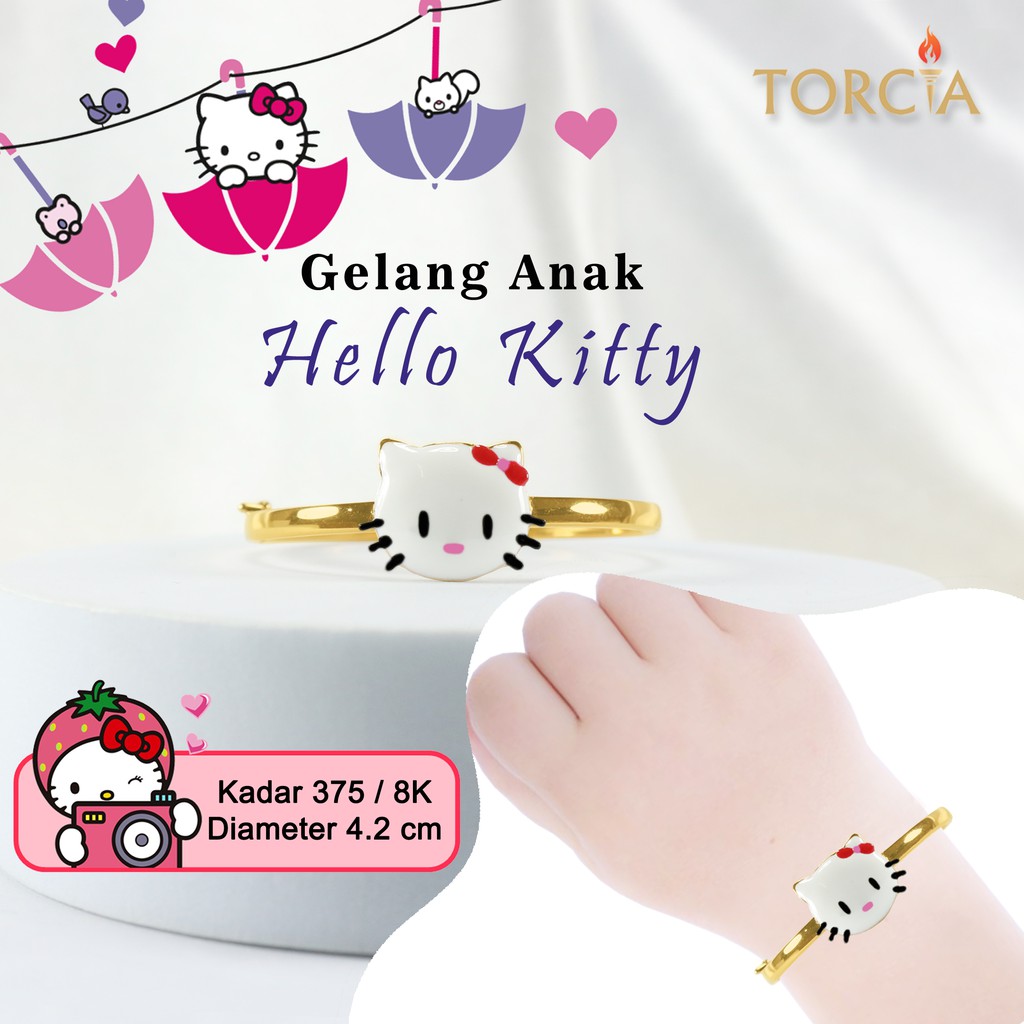 Gelang Bayi dan Anak Emas Asli Hello Kitty Kadar 375 Torcia