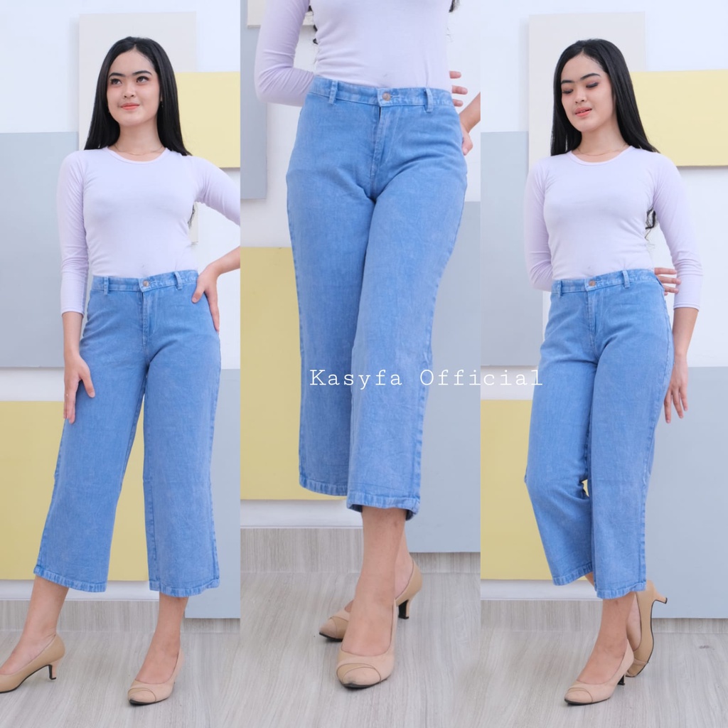 KULOT JEANS WARNA PUTIH REYSI  // BASIC KULOT JEANS LILAC