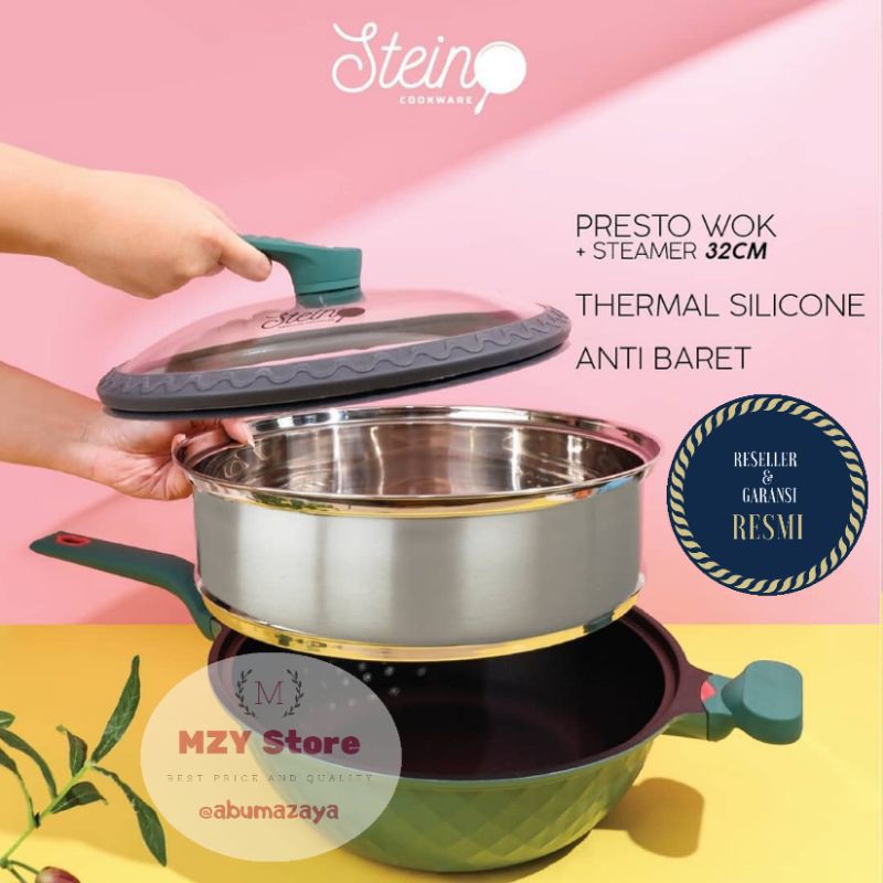 Stein Wok Platinum Presto Steincookware (Free Spatula Steincookware) Wok Pressure Cooker Stein Platinum Pressure Wok Stein Panci Presto Semi Kukusan Anti Baret Preassure Wok Steincookware ORIGINAL