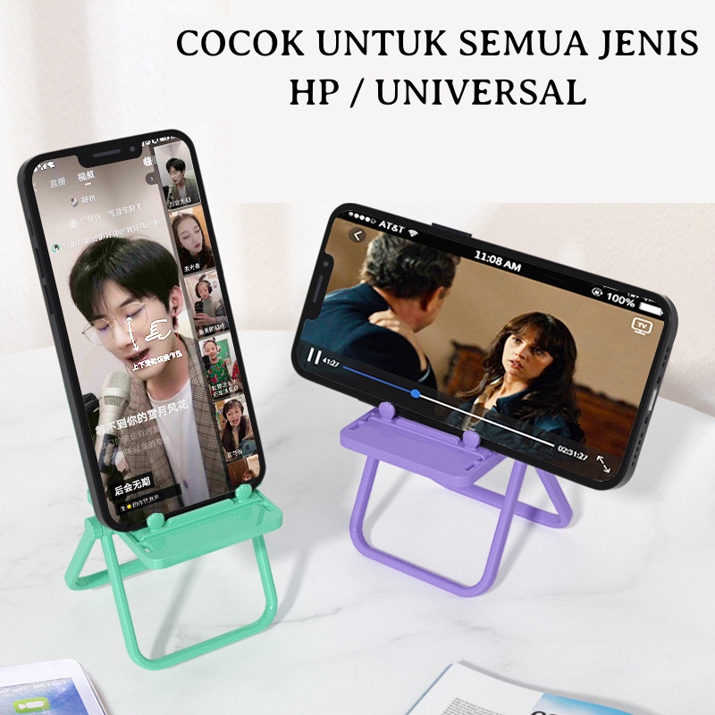 Phone Holder Lipat Macaron Holder Hp Meja Model Kursi Warna Warni