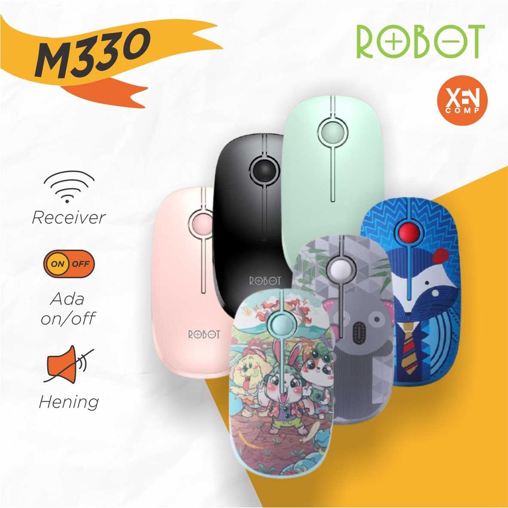 Mouse Wireless Robot M330 Stylish Silent Click Koala Hedgehog Character