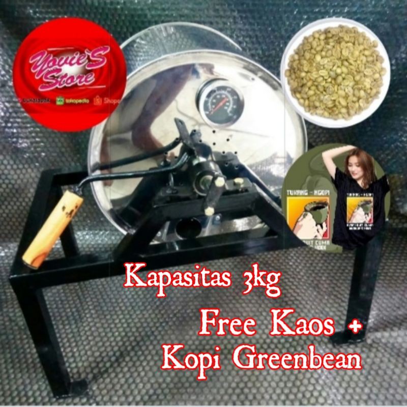 Mesin Roasting Kopi - Coffee Roasted - Sangrai Manual Kapasitas 3kg Free Kaos Tukang Ngopi