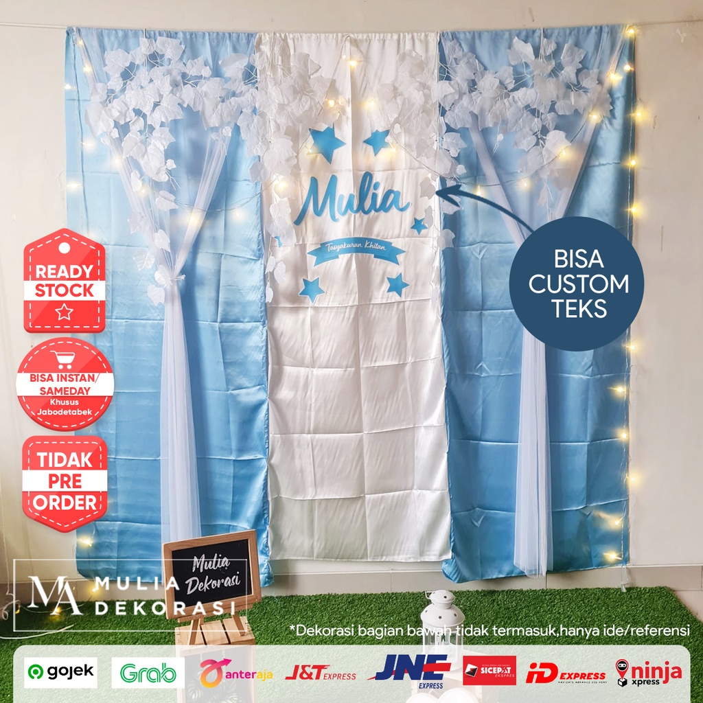 Dekorasi Syukuran Tasyakuran Backdrop PhotoBooth DIY Aqiqah Khitan Paket Satin X