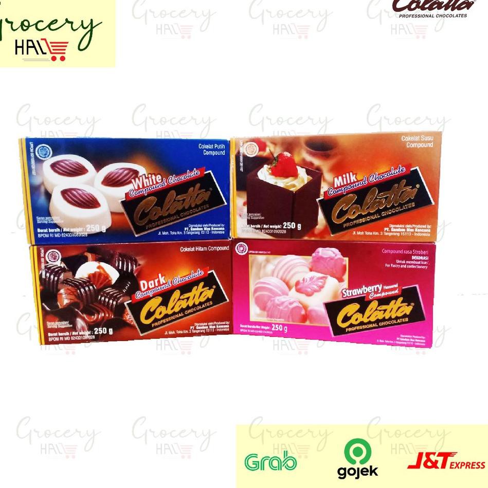 

Obral's murah COLATTA CHOCOLATE COMPOUND 250 GRAM ( DARK CHOCO, MILK, WHITE, STRAWBERRY ) - COKELAT