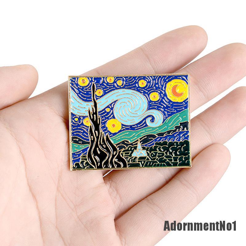 (Adornmentno1) Bros Pin Desain Lukisan Langit Berbintang Van Gogh 's Masterpiece Romantis