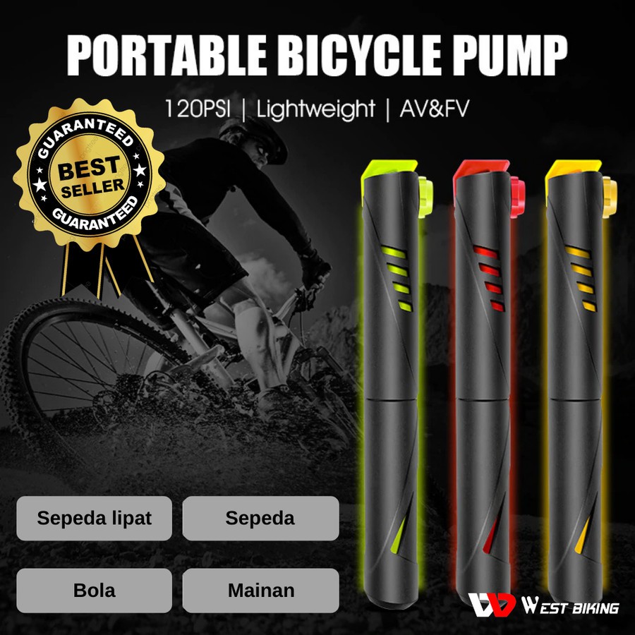 Pompa Sepeda 120 psi Bike Air Pump West Biking Pompa Mini Praktis