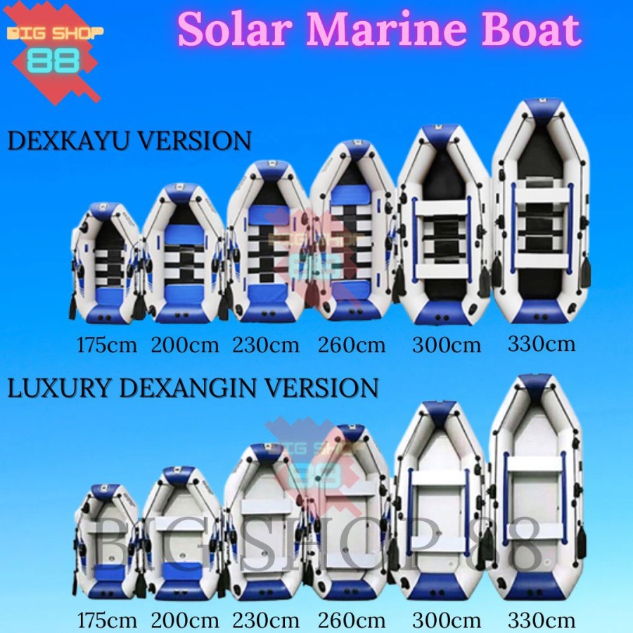 PERAHU KARET SOLAR MARINE PERAHU MANCING PVC TEBAL INFLATABLE BOAT SET TERLENGKAP