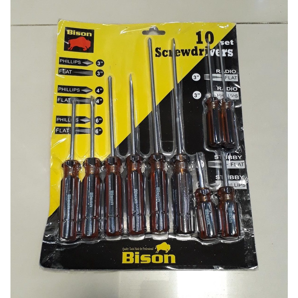 OBENG SET 10 PCS BISON PLUS MINUS TOOL KIT BUKAN TOOL SET OBENG