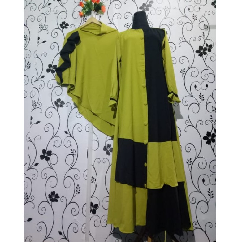 Gamis Set Hijab Khalisa | Gamis Syar'i Set Hijab