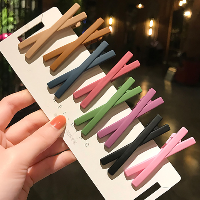 Korean Chic Fashion Hair Clips/Matte Candy Color Cross Duckbill Clip/Girls Kids Cute Party Children Headwear/BB Side Hair Barrettes Hairpin Accessories