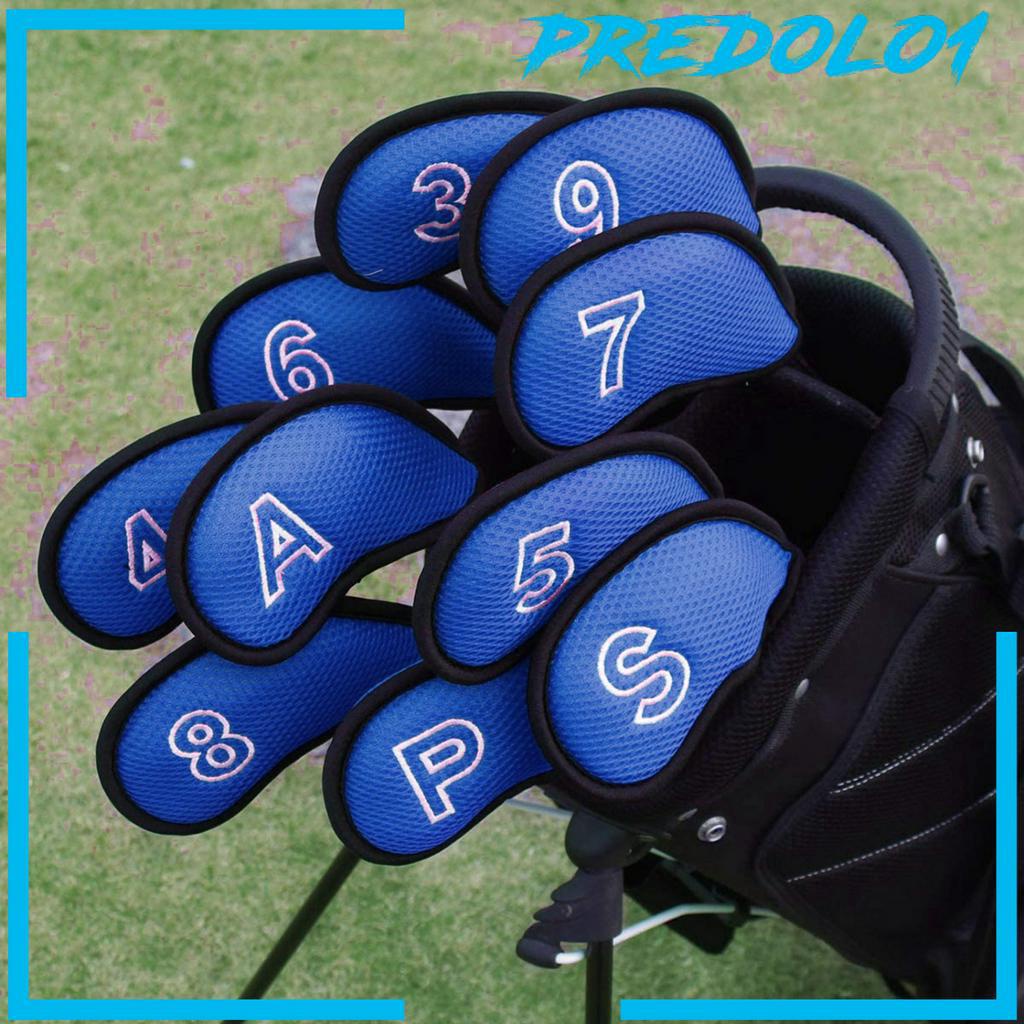 [PREDOLO1] 10Pcs/Pack Meshy Golf Iron Covers Set Headcover Fit Most Irons