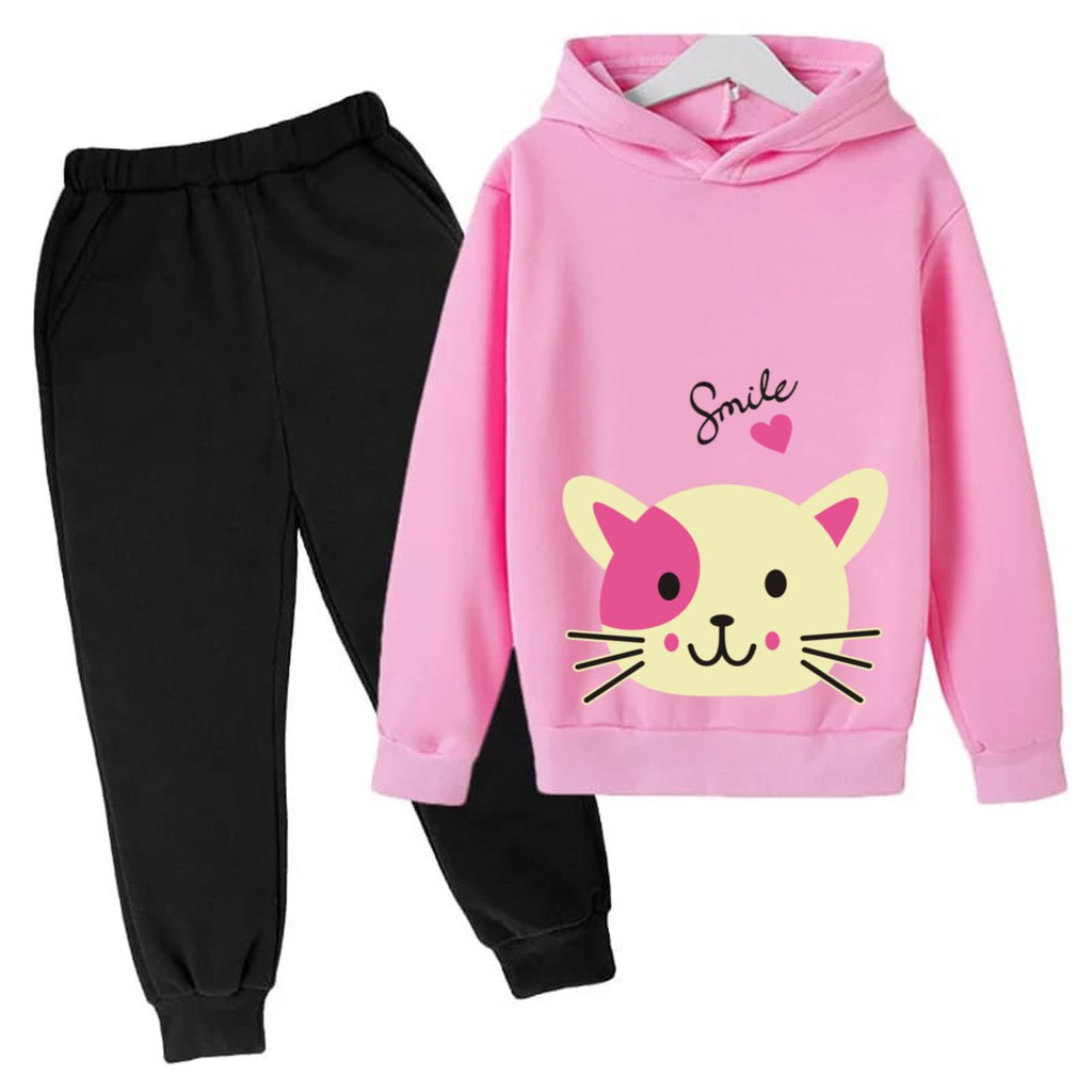 Bess - Setelan Set Jogger Wanita / Setelan Set Hoodie DOGGY SMILE