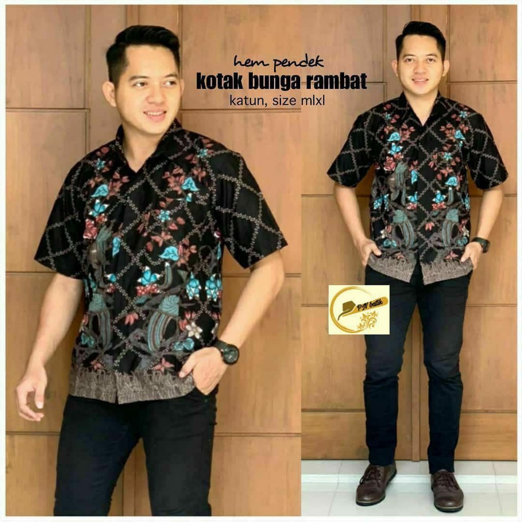 Risna Batik HRB026 Kenongo Hem Kemeja Batik Pria Lengan Pendek Katun Primis Premium Halus M L XL XXL