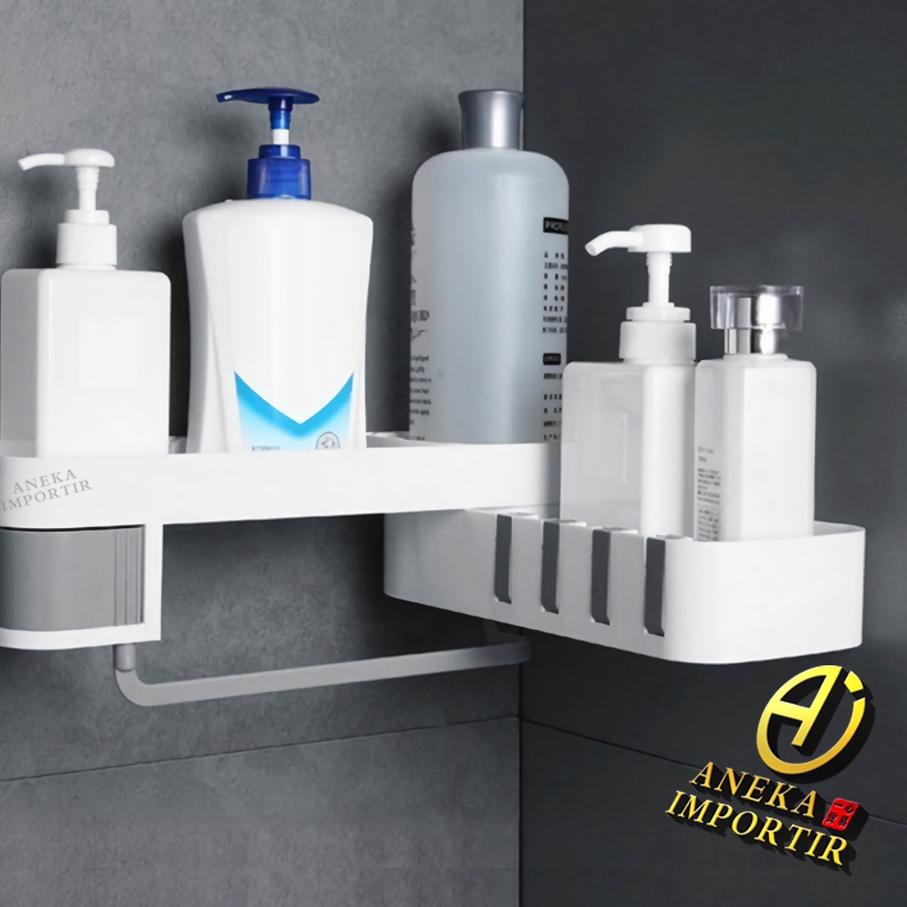 Rak Sabun Kamar Mandi Plastik/Rak Sudut Putar Kamar Mandi/Rak Toilet Plastik/Rak WC Organizer Toilet